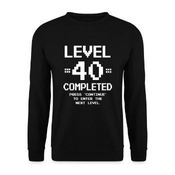40. Geburtstag Retro Level 40 Jahre Party - Unisex Pullover - Schwarz - Vorne - Alina (178cm) & Michal (187cm)