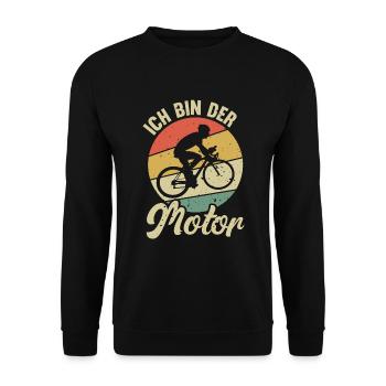 Ich Bin Der Motor Fahrrad Fahrer Vintage Geschenk - Unisex Pullover - Schwarz - Vorne - Alina (178cm) & Michal (187cm)