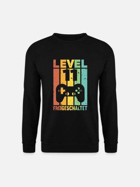 11. Geburtstag Zocker Retro Level 11 Jahre - Unisex Pullover - Schwarz