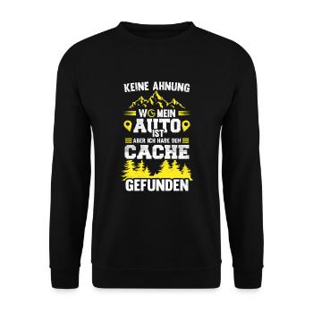 Geocacher Radar Lustiges Geocaching Geschenk - Unisex Pullover - Schwarz - Vorne - Alina (178cm) & Michal (187cm)