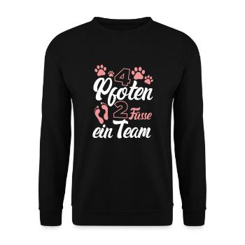 Hunde Gassi Herrchen Spruch Hundehalter Geschenk - Unisex Pullover - Schwarz - Vorne - Alina (178cm) & Michal (187cm)