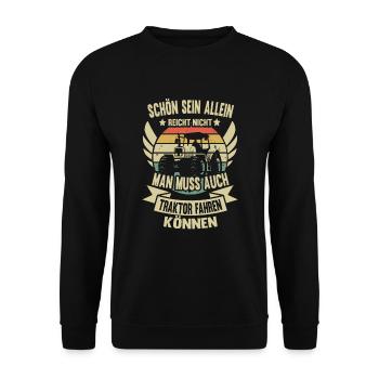 Landwirt Bauer Lustiger Spruch Landwirtschaft - Unisex Pullover - Schwarz - Vorne - Alina (178cm) & Michal (187cm)