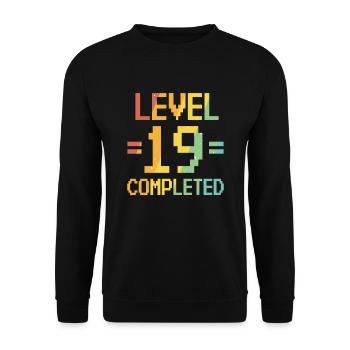 19th Birthday Retro Level 19 Years Party - Unisex Sweatshirt - black - Front - Alina (178cm) & Michal (187cm)