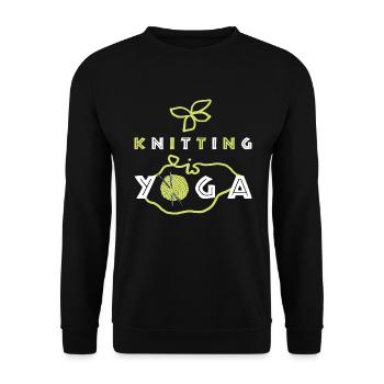 Le tricot, c’est le yoga, le beau tricot et le dicton du yoga - Sweat-shirt Unisexe - noir - Devant - Alina (178cm) & Michal (187cm)