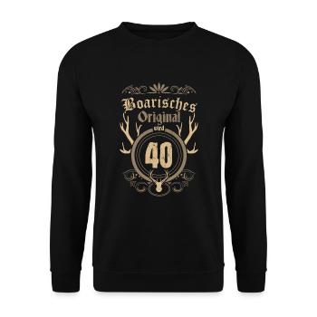 40th birthday 1981 Bavarian Original - Unisex Sweatshirt - black - Front - Alina (178cm) & Michal (187cm)