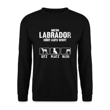 Labrador Hundespruch Hund Witzige Geschenkidee - Unisex Pullover - Schwarz - Vorne - Alina (178cm) & Michal (187cm)