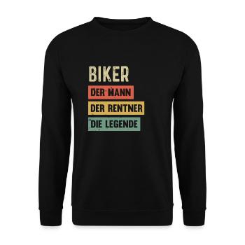 Fahrrad Rentner Biker Legende Radfahrer Geschenk - Unisex Pullover - Schwarz - Vorne - Alina (178cm) & Michal (187cm)