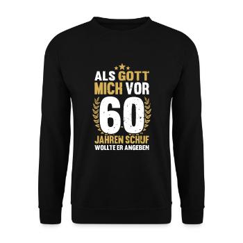 60. Geburtstag 60 Jahre Retro - Unisex Pullover - Schwarz - Vorne - Alina (178cm) & Michal (187cm)