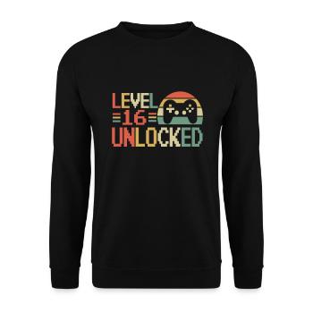 16th Birthday Gambler Gamer 16 Years Gift - Unisex Sweatshirt - black - Front - Alina (178cm) & Michal (187cm)