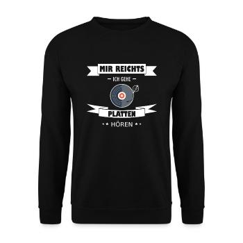 Vinyl Oldschool Schallplatten Platten Musik - Unisex Pullover - Schwarz - Vorne - Alina (178cm) & Michal (187cm)