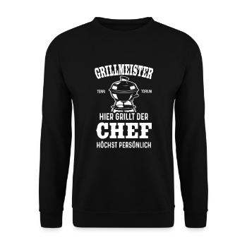 Grillmeister Territorium Chef BBQ Grill Geschenk - Unisex Pullover - Schwarz - Vorne - Alina (178cm) & Michal (187cm)