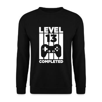 13. Geburtstag Gamer Level 13 Geschenk - Unisex Pullover - Schwarz - Vorne - Alina (178cm) & Michal (187cm)