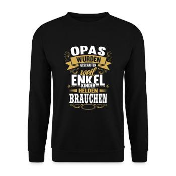 Grandpa Grandchild Hero Grandfather Saying - Unisex Sweatshirt - black - Front - Alina (178cm) & Michal (187cm)