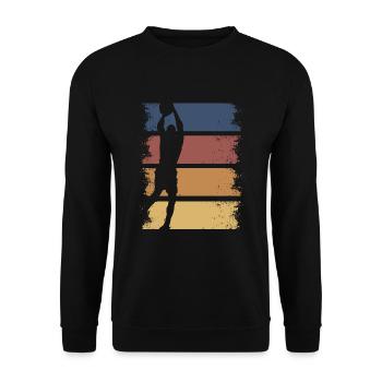 Retro Basketball Vintage Style Basketballer - Unisex Pullover - Schwarz - Vorne - Alina (178cm) & Michal (187cm)