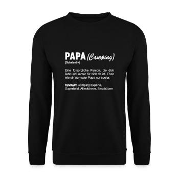 Camper Papa Camping Vater Campingplatz Spruch - Unisex Pullover - Schwarz - Vorne - Alina (178cm) & Michal (187cm)