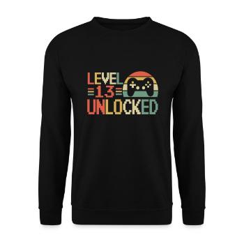 13th Birthday Zocker Gamer 13 Years 2008 Gift - Unisex Sweatshirt - black - Front - Alina (178cm) & Michal (187cm)