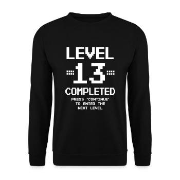 13. Geburtstag Retro Level 13 Jahre Party - Unisex Pullover - Schwarz - Vorne - Alina (178cm) & Michal (187cm)