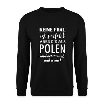 Perfekte Frau Polen lustiges Frauen Geschenk - Unisex Pullover - Schwarz - Vorne - Alina (178cm) & Michal (187cm)