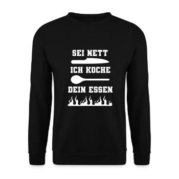 Koch Köchin lustig Essen Kochen Hobbykoch Geschenk - Unisex Pullover - Schwarz - Vorne - Alina (178cm) & Michal (187cm)