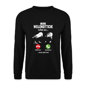 Meine Wellensittiche Rufen An Wellensittich Mama - Unisex Pullover - Schwarz - Vorne - Alina (178cm) & Michal (187cm)