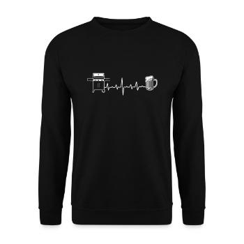 Grilling and Beer Heartbeat Grill Master BBQ Grill - Unisex Sweatshirt - black - Front - Alina (178cm) & Michal (187cm)