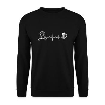 Grilling and Beer Heartbeat Grill Party BBQ Griller - Unisex Sweatshirt - black - Front - Alina (178cm) & Michal (187cm)