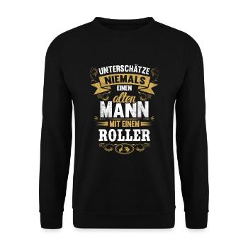 Roller Motorrad Bike Stunt Tuning Mann Vintage - Unisex Pullover - Schwarz - Vorne - Alina (178cm) & Michal (187cm)