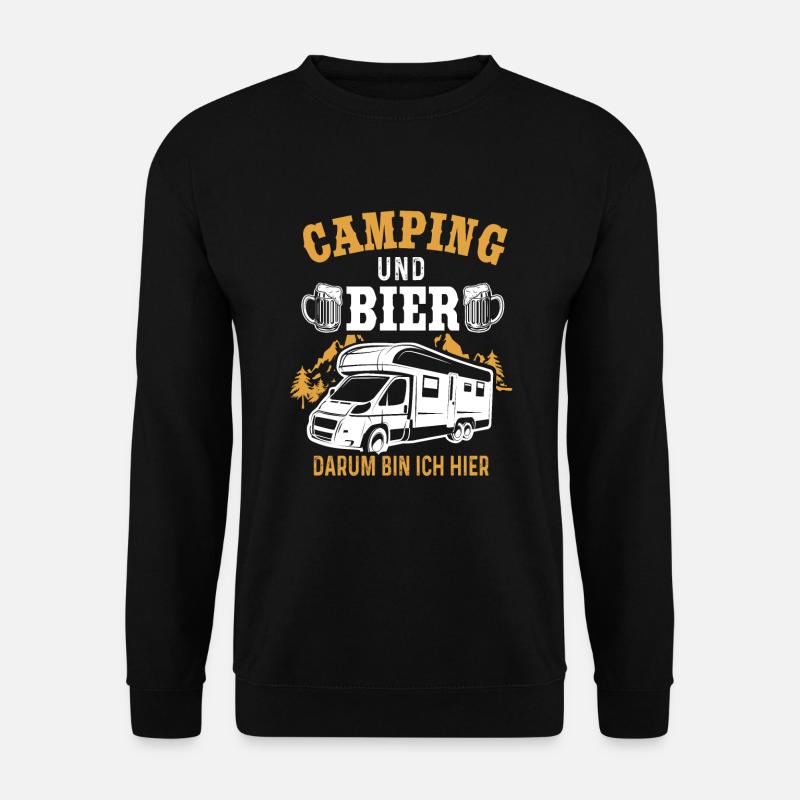 Camping und Bier darum bin ich hier Camper - Unisex Pullover - Schwarz