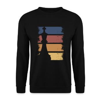 Chess King Chessboard Vintage Retro Chess Game - Unisex Sweatshirt - black - Front - Alina (178cm) & Michal (187cm)