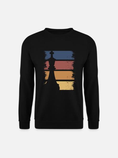 Schach König Schachbrett Vintage Retro Schachspiel - Unisex Pullover - Schwarz