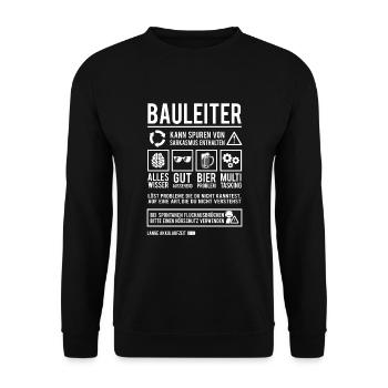 Bauleiter Spruch Handwerker Lustig Hausbauer - Unisex Pullover - Schwarz - Vorne - Alina (178cm) & Michal (187cm)