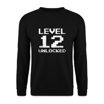 12th Birthday Level 12 Unlocked 12 Years Gamer - Unisex Sweatshirt - black - Front - Alina (178cm) & Michal (187cm)