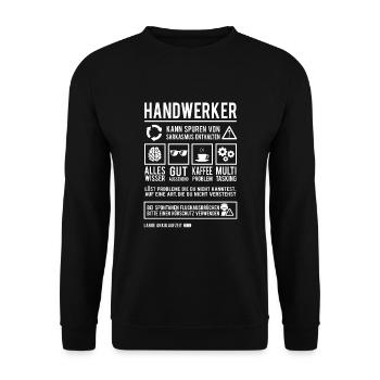 Handwerk Werkstatt Beruf Lustiger Handwerker - Unisex Pullover - Schwarz - Vorne - Alina (178cm) & Michal (187cm)