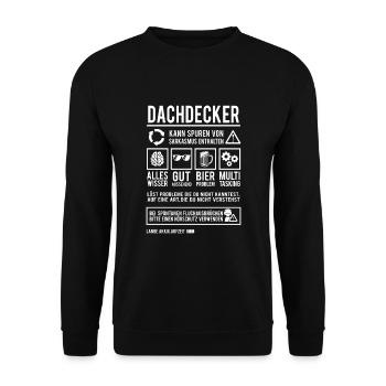 Dachdecker Spruch Handwerker Lustig Dachdecken - Unisex Pullover - Schwarz - Vorne - Alina (178cm) & Michal (187cm)