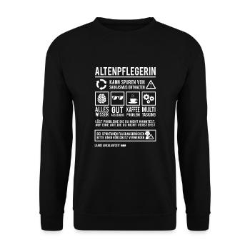 Altenpflegerin Altenpflege Altenheim Altenpfleger - Unisex Pullover - Schwarz - Vorne - Alina (178cm) & Michal (187cm)