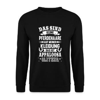 Appaloosa Glitzer Pferdehaare Pferd Reiter - Unisex Pullover - Schwarz - Vorne - Alina (178cm) & Michal (187cm)