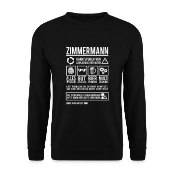 Zimmermann Handwerker Meister Zimmerer - Unisex Pullover - Schwarz - Vorne - Alina (178cm) & Michal (187cm)