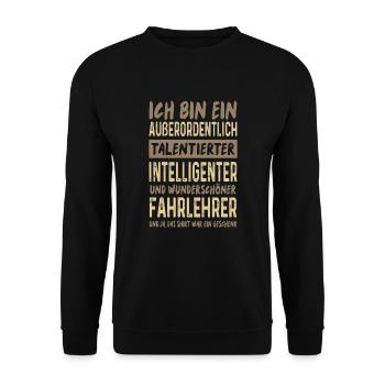 Fahrlehrer Spruch Führerschein Lustige Fahrschule - Unisex Pullover - Schwarz - Vorne - Alina (178cm) & Michal (187cm)