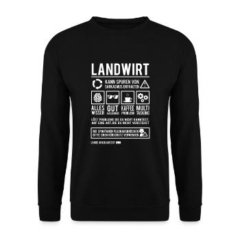 Bauernhof Bauer Landwirtschaft Lustiger Landwirt - Unisex Pullover - Schwarz - Vorne - Alina (178cm) & Michal (187cm)