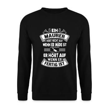 Maurer Handwerker Ausbildung Maurermeister - Unisex Pullover - Schwarz - Vorne - Alina (178cm) & Michal (187cm)