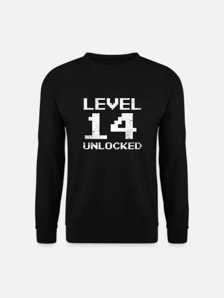 14. Geburtstag Level 14 Unlocked 14 Jahre Gamer - Unisex Pullover - Schwarz
