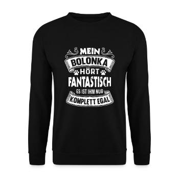 Bolonka Hund Hundebesitzer Lustige Hunde - Unisex Pullover - Schwarz - Vorne - Alina (178cm) & Michal (187cm)