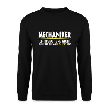 Mechaniker haben Recht Garage Auto KFZ Schrauber - Unisex Pullover - Schwarz - Vorne - Alina (178cm) & Michal (187cm)