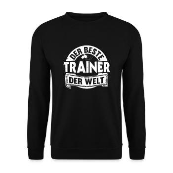 Bester Trainer der Welt Mannschaft Sportlehrer - Unisex Pullover - Schwarz - Vorne - Alina (178cm) & Michal (187cm)