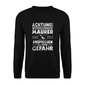 Überarbeiteter Maurer Meister Handwerker - Unisex Pullover - Schwarz - Vorne - Alina (178cm) & Michal (187cm)