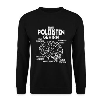 Polizist Spruch Gehirn Beamter Lustig Polizei - Unisex Pullover - Schwarz - Vorne - Alina (178cm) & Michal (187cm)