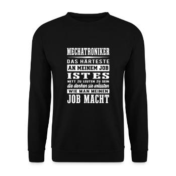 Mechatroniker Beruf Garage KFZ Auto Schrauber - Unisex Pullover - Schwarz - Vorne - Alina (178cm) & Michal (187cm)