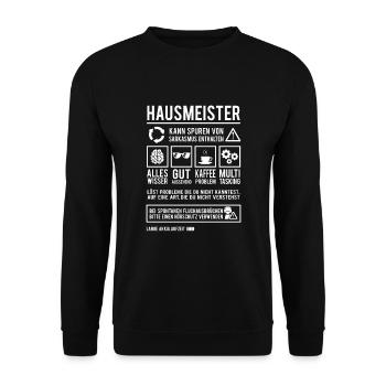 Hausmeister Lustiges Hauswart Facility Manager - Unisex Pullover - Schwarz - Vorne - Alina (178cm) & Michal (187cm)