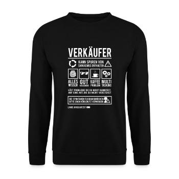 Verkäufer Beruf Einzelhandelskaufmann Kaufmann - Unisex Pullover - Schwarz - Vorne - Alina (178cm) & Michal (187cm)