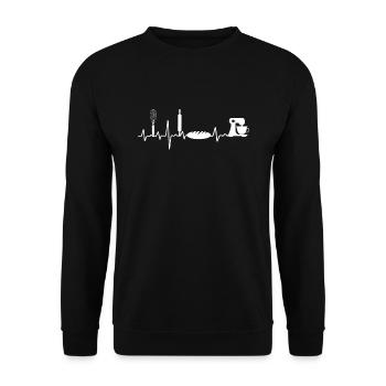 Baking Heartbeat ECG Frequency Baker Profession - Unisex Sweatshirt - black - Front - Alina (178cm) & Michal (187cm)